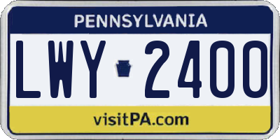 PA license plate LWY2400