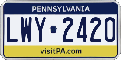 PA license plate LWY2420