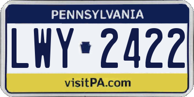 PA license plate LWY2422
