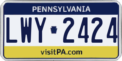 PA license plate LWY2424