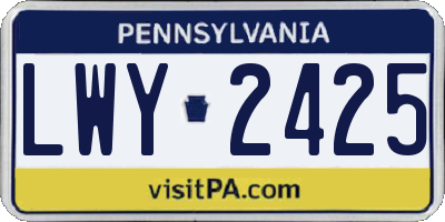 PA license plate LWY2425