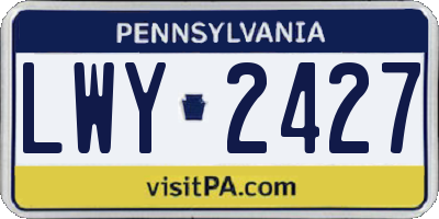 PA license plate LWY2427