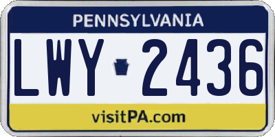 PA license plate LWY2436