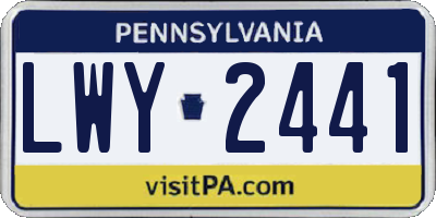 PA license plate LWY2441