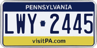 PA license plate LWY2445