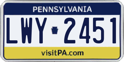PA license plate LWY2451