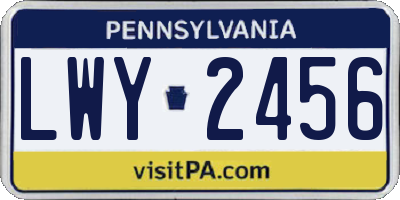 PA license plate LWY2456