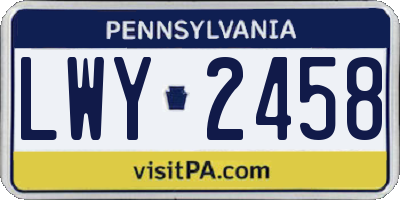 PA license plate LWY2458