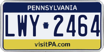 PA license plate LWY2464