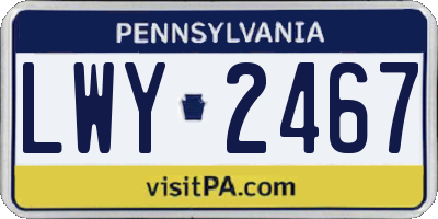 PA license plate LWY2467