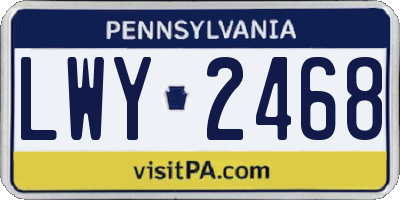 PA license plate LWY2468