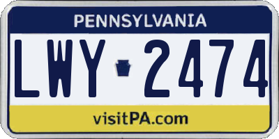 PA license plate LWY2474