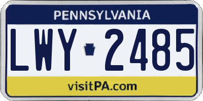 PA license plate LWY2485