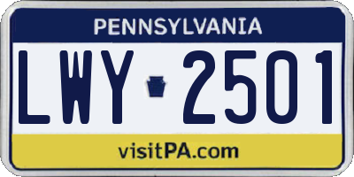 PA license plate LWY2501