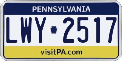 PA license plate LWY2517
