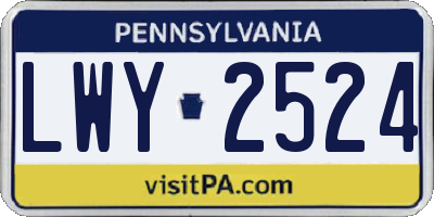 PA license plate LWY2524