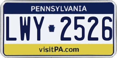 PA license plate LWY2526