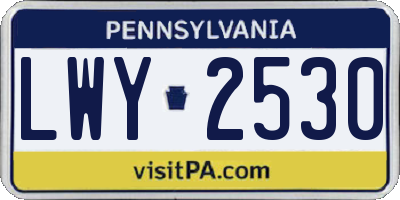 PA license plate LWY2530