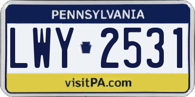 PA license plate LWY2531