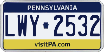 PA license plate LWY2532