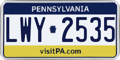 PA license plate LWY2535