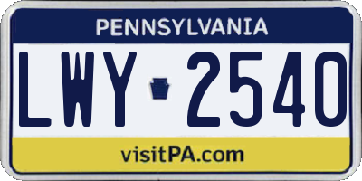 PA license plate LWY2540
