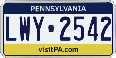 PA license plate LWY2542