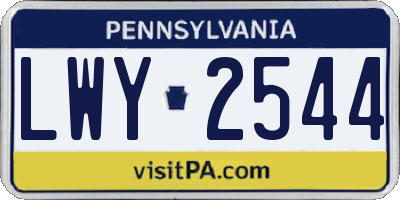 PA license plate LWY2544