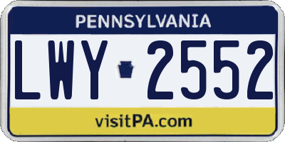 PA license plate LWY2552