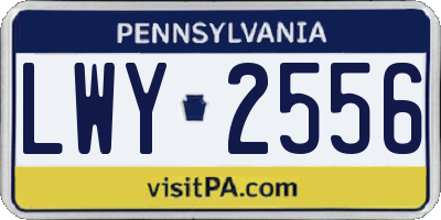 PA license plate LWY2556