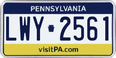 PA license plate LWY2561