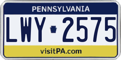 PA license plate LWY2575