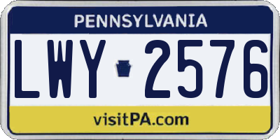PA license plate LWY2576