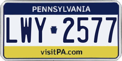 PA license plate LWY2577