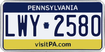 PA license plate LWY2580