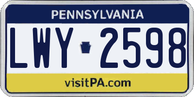 PA license plate LWY2598