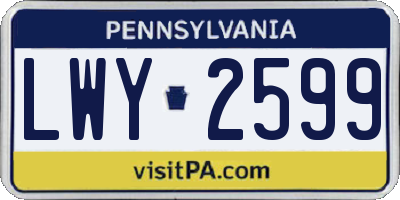 PA license plate LWY2599