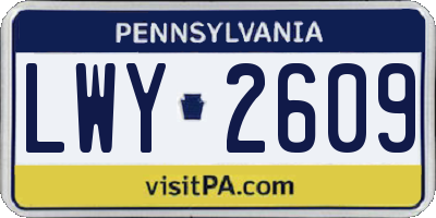 PA license plate LWY2609