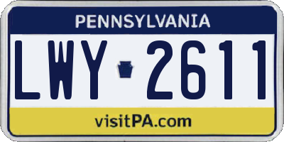 PA license plate LWY2611
