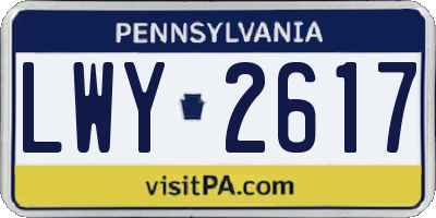 PA license plate LWY2617