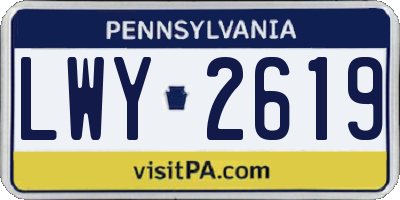 PA license plate LWY2619