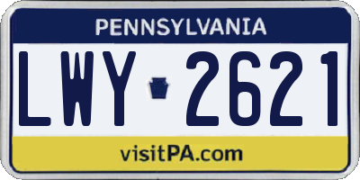 PA license plate LWY2621