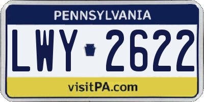 PA license plate LWY2622
