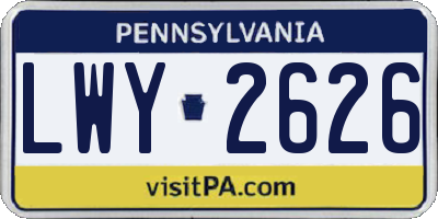 PA license plate LWY2626