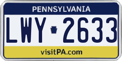 PA license plate LWY2633