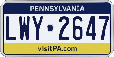 PA license plate LWY2647