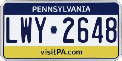 PA license plate LWY2648