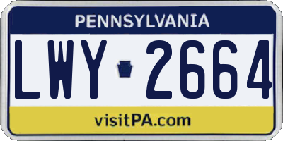 PA license plate LWY2664