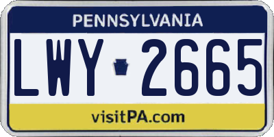 PA license plate LWY2665