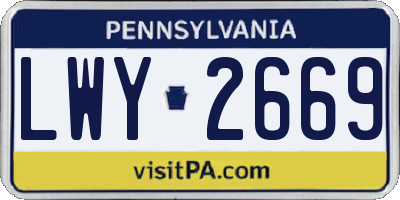PA license plate LWY2669